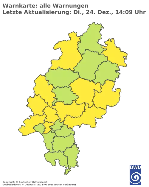 Aktuelle Wetterwarnungen für  Wetteraukreis